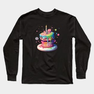 Kawaii Birthday Cake Long Sleeve T-Shirt